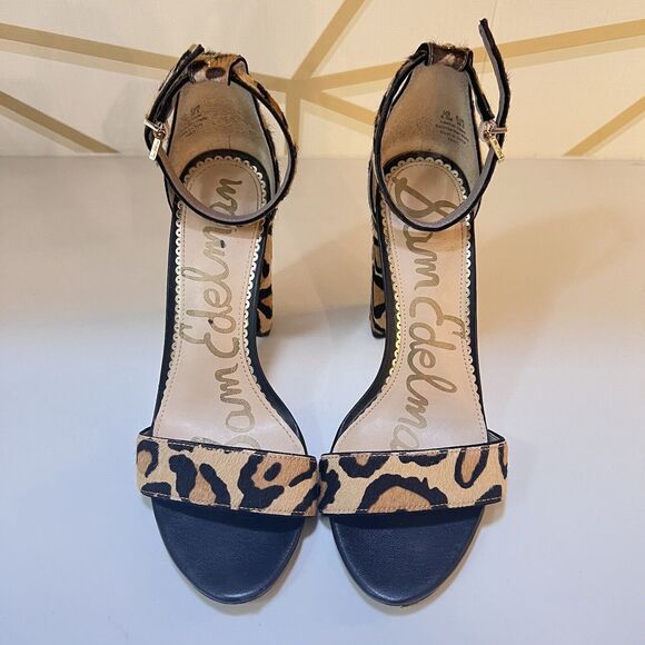 Sam Edelman Yaro Womens Leopard Animal Print Ankle Strap Block Heels Shoes 6.5M - Picture 2 of 6